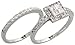14 Karat Weissgold 2-Teilen Radiantschliff Hochzeit Ring Set, mit 0.80 Karat Brilliantschliff & unsichtbare Diamanten, (7mm) breit