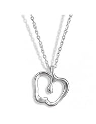 Bling Jewelry 925 Sterling Silver Open Apple Design Pendant Necklace