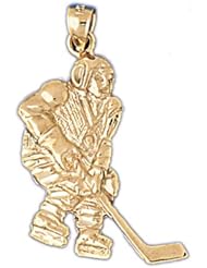 Dazzlers Solid 14k Gold Hockey Player Charm Pendant Available in three colors from jewelsberry (weights: 2.8 grams only)