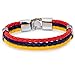 Trendsmax 12mm Wide Mens Womens Colombia Flag Braided Rope Surfer Leather Bracelet Wristband