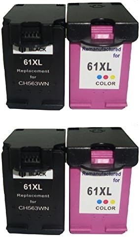 HOTCOLOR(TM) 4 PACK Compatible Cartriddges HP 61XL 61 XL 563WN / CH563WN and 564WN / CH564WN Black and Tri-Color (2 Black+ 2 Color)