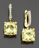 14k Gold Green Amethyst (5-1/3 ct. t.w.) & Diamond (1/10 ct. t.w.) Earrings