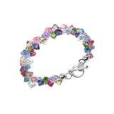 Crystal Bracelet - Multi Color Swarovski Crystal Sterling Silver 7.5 Bracelet With Toggle Clasp