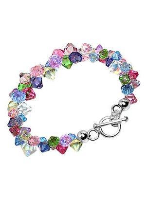 Made with Swarovski Elements® Multicolor Crystal .925 Sterling Silver 7.5 Bracelet With Toggle Clasp