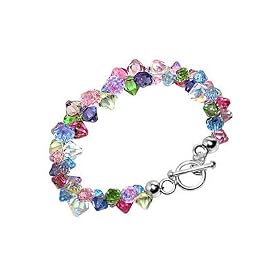 Multi Color Swarovski Crystal Sterling Silver 7.5" Bracelet With Toggle Clasp