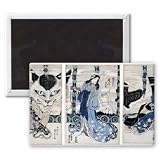 The village of Yatsuhashi at Okasaki, from.. - 3x2 inch Fridge Magnet - large magnetic button - Magnet