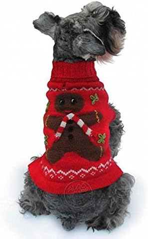 Canine Christmas Gingerbread Man Alqo Wasi Alpaca Sleeveless Dog Sweater - Size: Medium