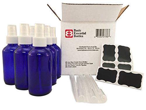 (6) 4 Ounce 4 oz Empty Cobalt Blue Glass Bottles W/white Fine Mist Sparyer (6) 3ml Pipettes (6) Chalk Labels for Essential Oils, Cleaning Products, Aromatherapy (6) 4 Ounce 4 oz Empty Cobalt Blue Glass Bottles W/white Fine Mist Sparyer (6) 3ml Pipettes (6) Chalk Labels for Essential Oils, Cleaning Products, Aromatherapy