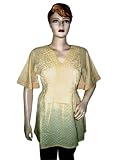Womens Bohemian Shadow Embroidered Cotton Top Short Sleeve Blouse S