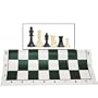 Best Value Tournament Chess Set Filled Chess Pieces and Green Roll-Up Vinyl Chess Board Game