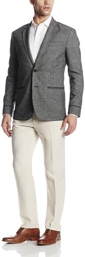John Varvatos Men's 2B Notch Lapel with Piping Detail Jacket