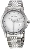 Gucci G Timeless Silver Dial Diamond Mens Watch YA126407
