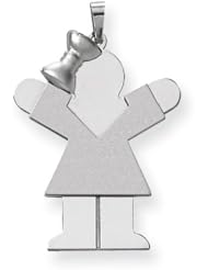 14k White Gold Large Girl with Bow on Left Engravable Charm Cyber Monday Special