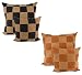 Black Suede Leather Patchwork Floor Pillow - Cotton Craft