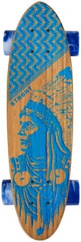 Strght Classic Cruiser Skateboard in Bamboo with Wolves Design (Blue, 24.5 x 6.75-Inch)