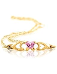 Butterfly Form Pink Special Shape Cubic Zirconia Bracelet in Gold - 14kt Yellow