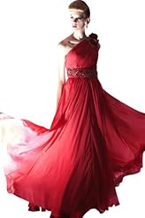 A-line Chiffon/Organza/Polyester/Satin Cocktail Floor Length One Shoulder Sleeveless Belted Beaded Evening Dress/Homecoming Dress/Pageant Dress/Prom Dress/Party Dress/Wedding Dress 
