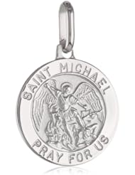 14k White Gold Round St. Michael Medal