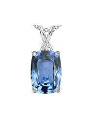 Original Star K (tm) Large 14x10mm Cushion Cut Simulated Aquamarine Pendant in 925 Sterling Silver