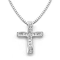 18k White Gold Diamond Cross Pendant with Chain (0.32 cttw, H, SI)