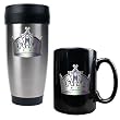 Los Angeles Kings NHL Stainless Steel Travel Tumbler & Black Ceramic Mug Set - Primary Logo by Great American Products