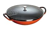 Review Staub 1313940 / Staub Wok with Glass Lid and Tempura Rack, 6 Quart, Orange