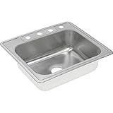 Elkay DXR25221 18 Gauge Stainless Steel Single Bowl Top Mount Kitchen Sink, 25 x 22 x 8.1875 by Elka