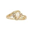 14K Yellow Gold 0.05 ct. Diamond and 6 x 4 MM Oval Shaped Opal Ring
