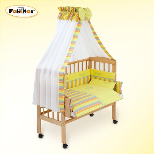 Imagen 3 de FabiMax Emily - Cuna para colocar junta a la cama con colchón y juego de cama de 8 piezas, varios colores amarillo amarillo Talla:mit Kaltschaummatratze PROTECT