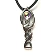 Moon Goddess for Consciousness Pewter Pendant with Black Corded Necklace
