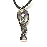 Moon Goddess for Consciousness Pewter Pendant with Black Corded Necklace
