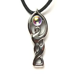 Moon Goddess for Consciousness Pewter Pendant with Black Corded Necklace