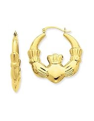 Large Claddagh Hoop Earrings in 14K Yellow Gold