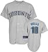 Vernon Wells Jersey: Adult 2010 Majestic Road Grey Replica #10 Toronto Blue Jays Jersey - Small