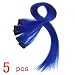 5 Pcs Colored Clip-on In Hair Extensions Straight Wigs Hairpieces 25 Inch Long - Dark Blue