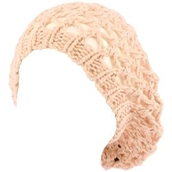 Open Crochet Net Knit Light Beret Slouch Tam Hat Pink