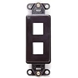 Leviton 41642-B QuickPort Decora Wall Plate Insert, 2-Port, Brown