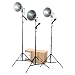 RPS Studio 1500 Watt 3 Light Photo Flood Kit with 3 500-Watt, 10 Aluminum Reflectors with Ceramic Sockets & 3 Black Light Stands & Travel Box