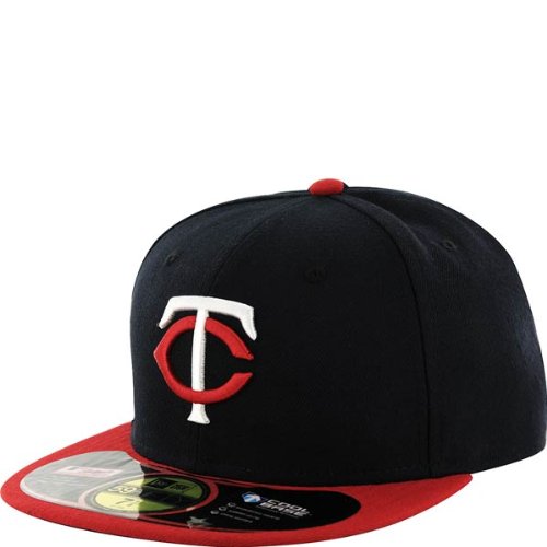 MLB Minnesota Twins Authentic On Field Road 59Fifty Fitted Cap, Navy/Red, 7.25