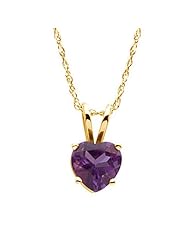 14K Yellow Gold 6 MM Heart Shaped Genuine Amethyst Necklace