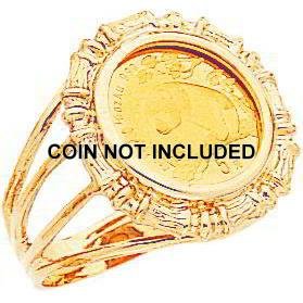 14K Gold 1/20oz Panda Coin Ring Sz 6