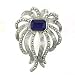 Rhodium Brass with Montana Swarovski Crystal Brooch, Weight: 39.00gm - Flower