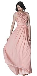 Chiffon Floor Length Lace Bridesmaid Dress 