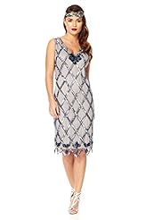 Knee Length Polyamide/Tulle Sleeveless Sequined Vintage Beaded  Dress