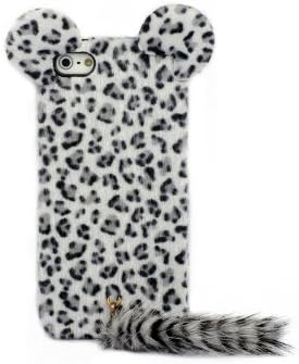 Cute 3D Plush Tail Leopard TPU Case Cover Skin for iPhone 5 Gray