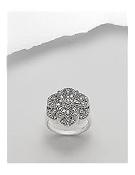 Flower Marcasite Ring In 92.5 Sterling Silver