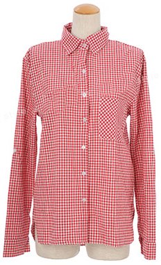 (Clack) レディース シャツ / 長袖 ギンガムチェック 総柄 デザイン 羽織り トップス レッド S M L LL FREE