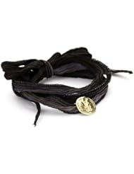 Mizuki 14k Gold Monogram Letter "Y" Button on Ombre Silk Bracelet