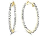 1.00CTW Diamond Hoop Earrings in Yellow Gold
