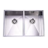 Elements of Design KUS292010DBN 18 Gauge 29-Inch-by-20-1/16-Inch-by-10-Inch Double Bowl Stainless Steel Undermount Kitchen Sink, Brushed Nickel
